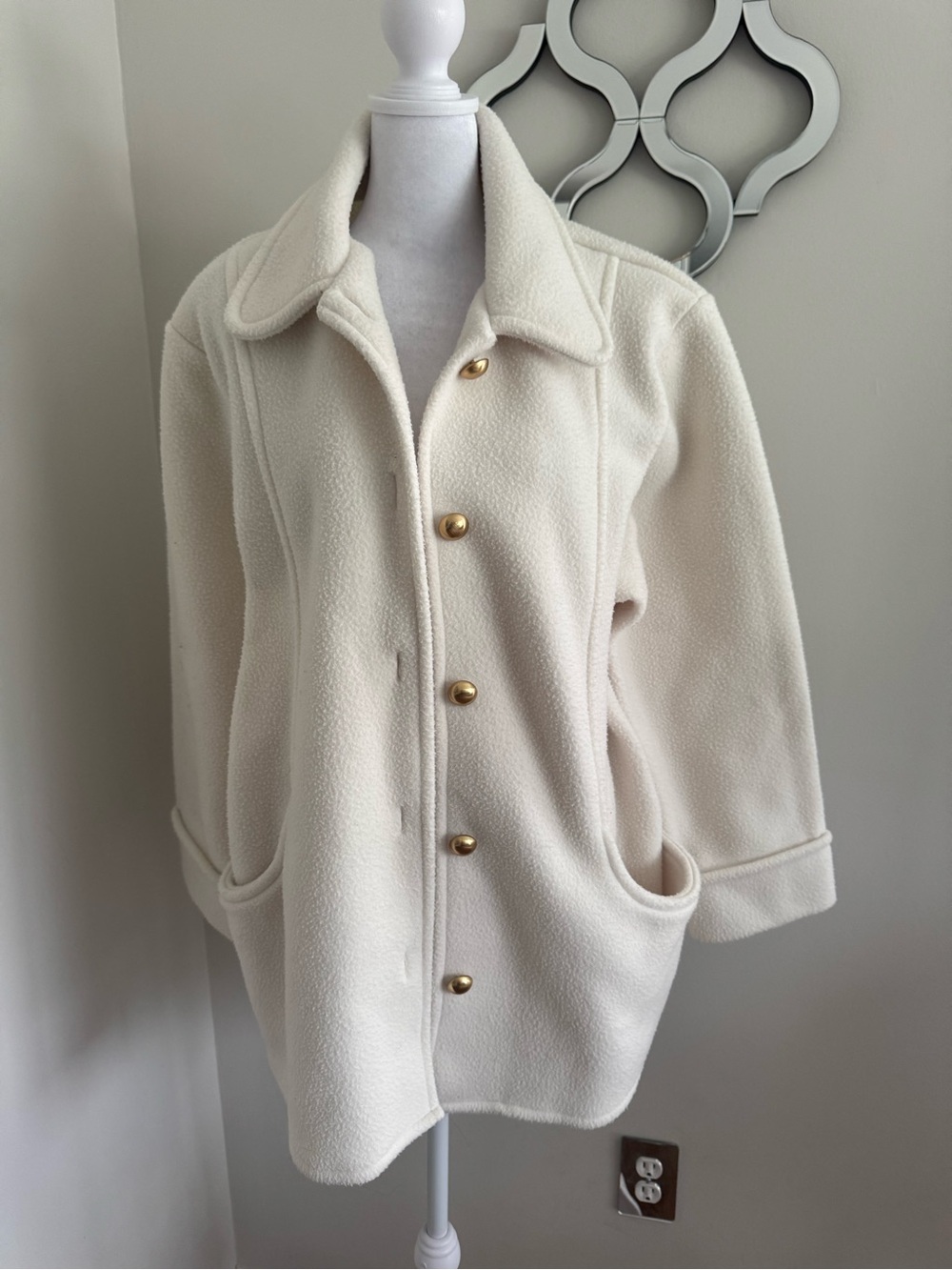 Blair Cream Teddy Jacket with Gold Buttons